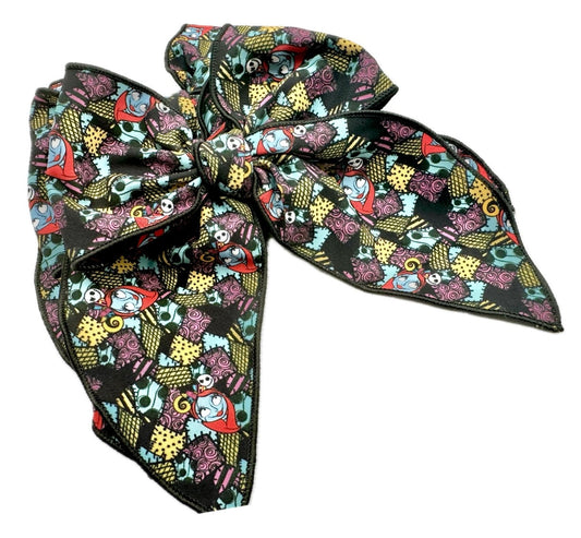 Jack & Sally stitches Halloween Hair Bow