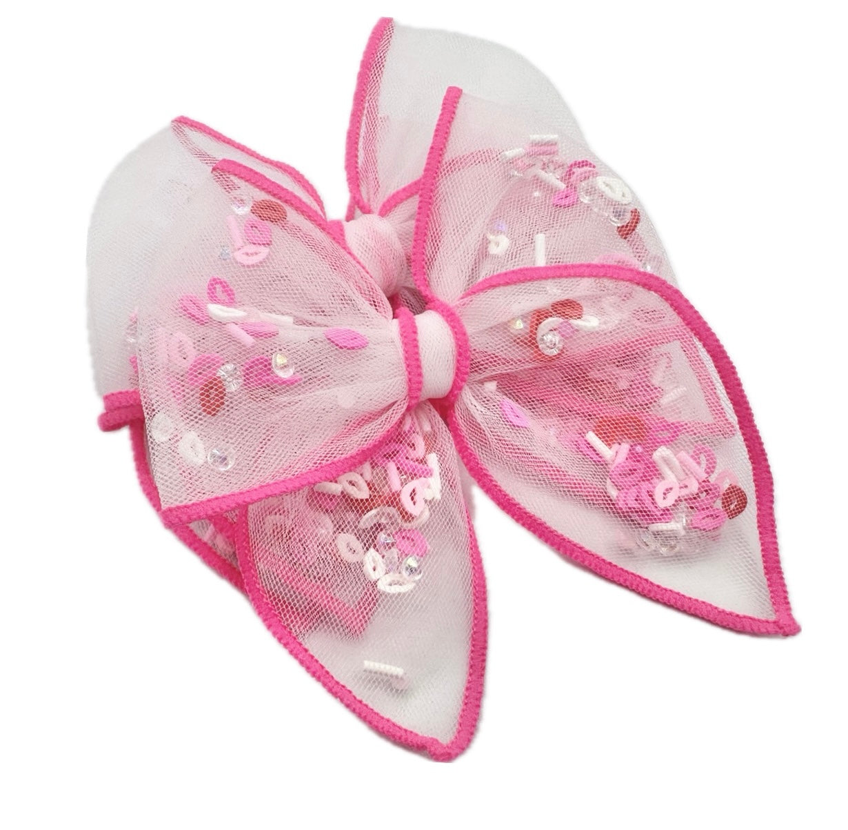 Hugs & Kisses Valentine’s Day shaker hair bow