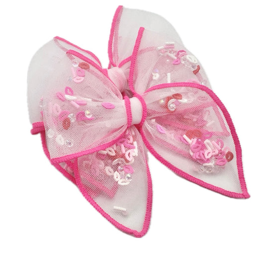 Hugs & Kisses Valentine’s Day shaker hair bow