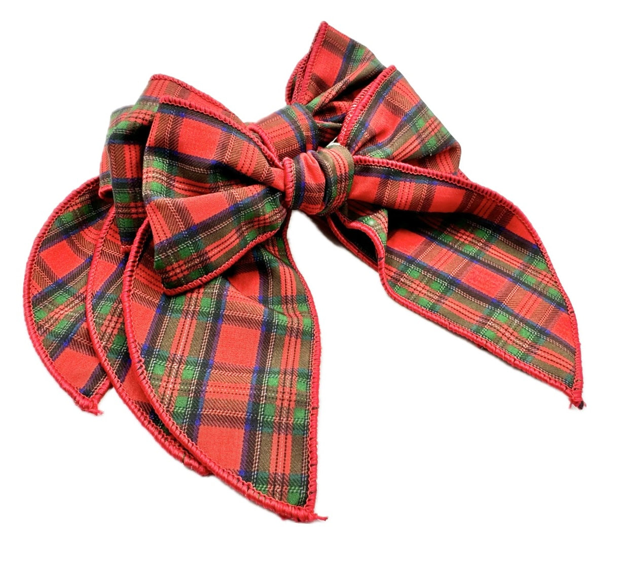 Girls Red & Green Plaid Hair Bow