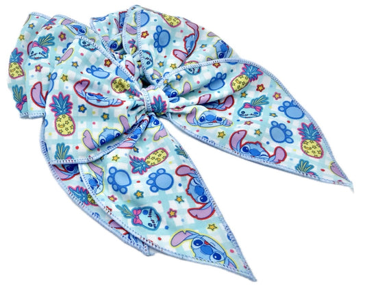 Girls Large Gingham Stitch Hair Bow