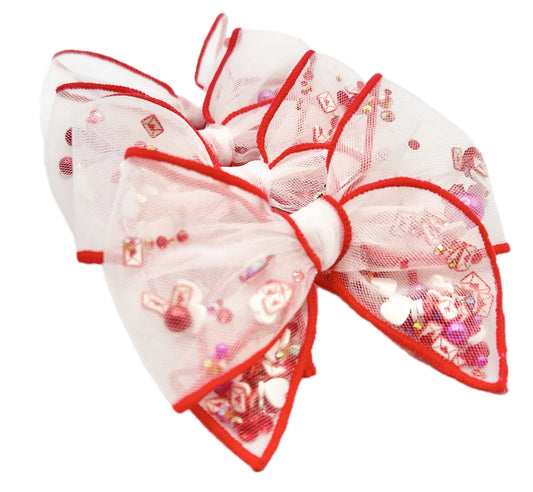 Love Notes Valentine’s Day shaker hair bow