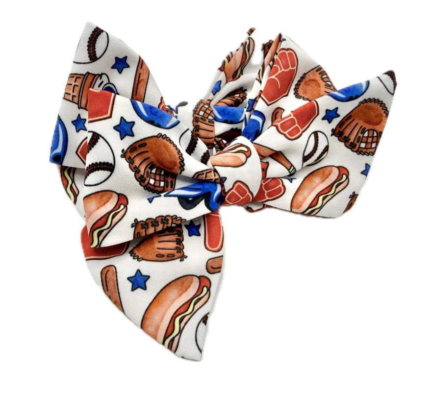 Girls Baseball Vibes Hair Bow Small