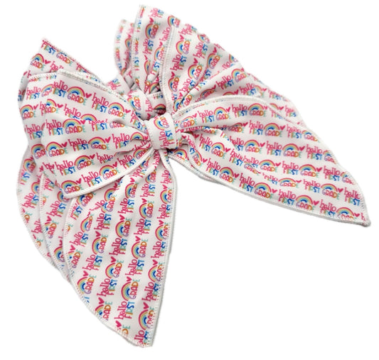 Girls Hello First Grade school hair bow