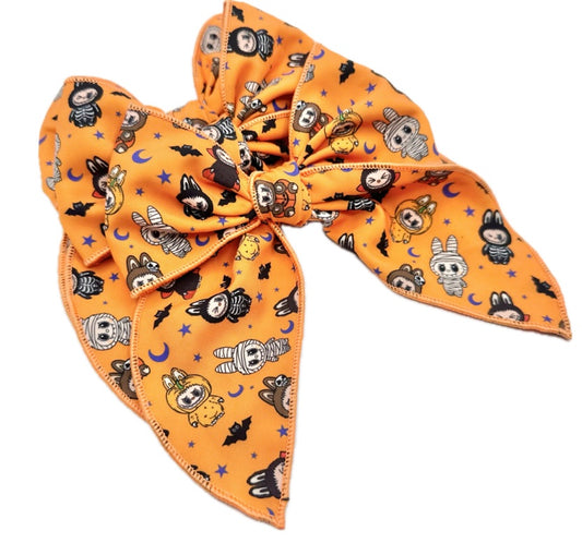 Orange Halloween Labubu Hair Bow