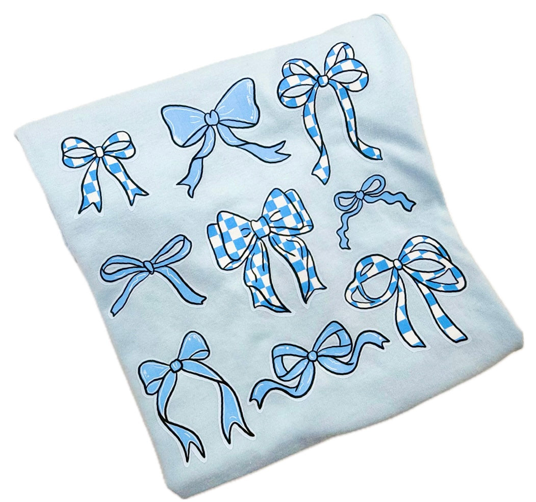 Girls Blue Bow Coquette T-Shirt