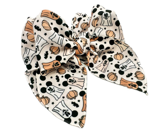 Tan Ghost Mouse Halloween Hair Bow