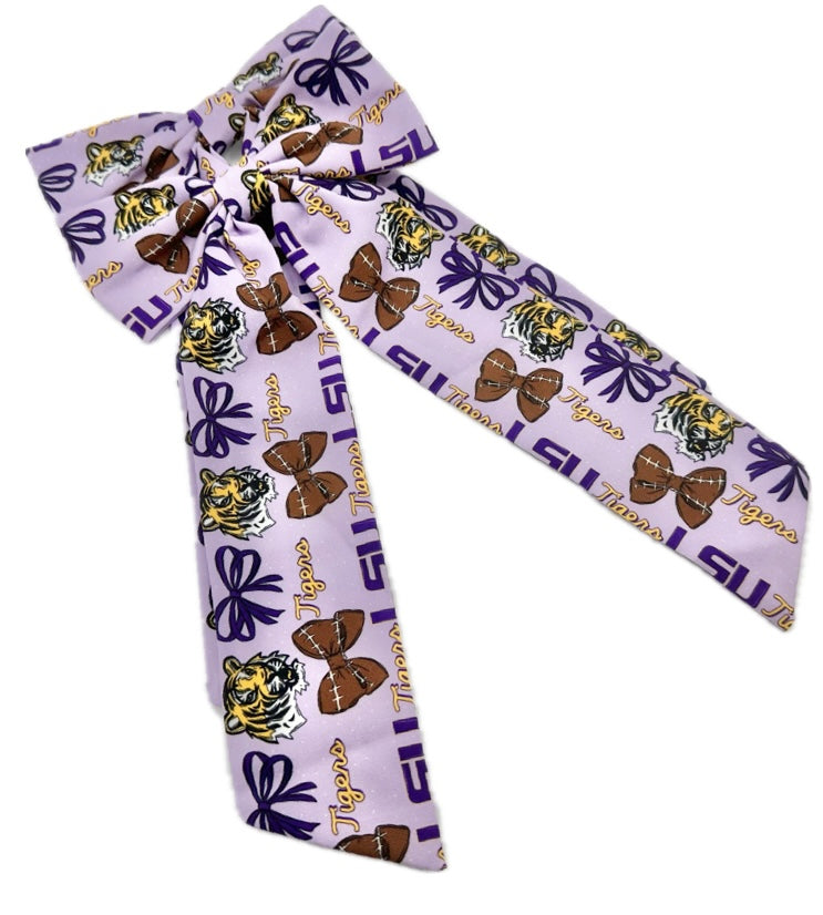 LSU Football Long Tailed Hair Bow