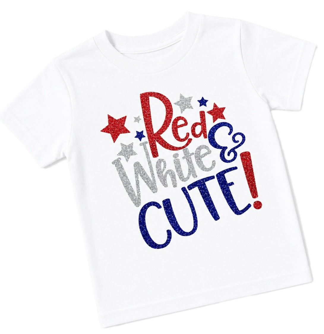 Girls Red White & Cute T-Shirt